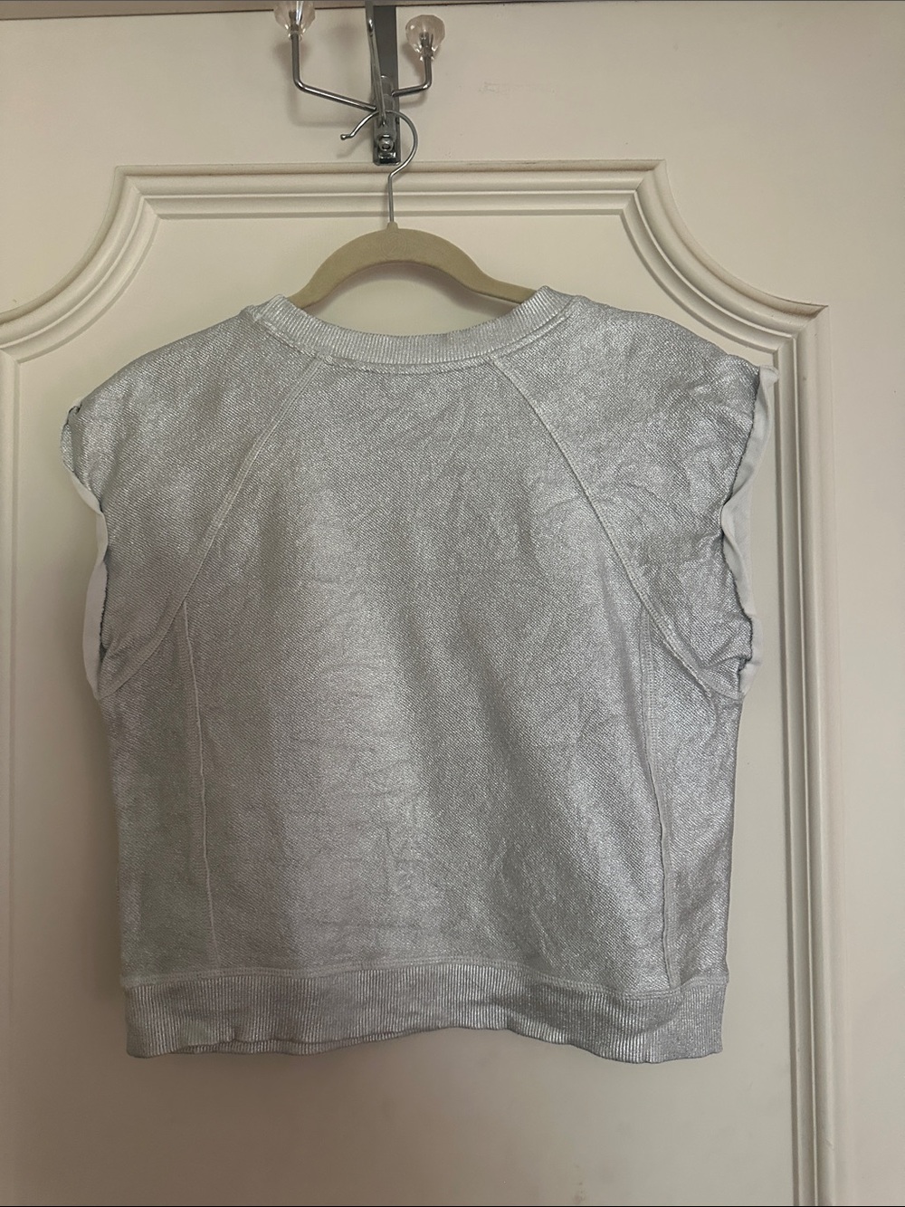 Metallic Silver Sleeveless Knit Top - Picture 3 of 4